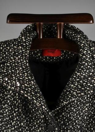 Hugo boss женское шерстяное твидовое длинное пальто черно белое размер l xl