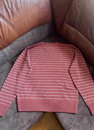 Шерстяной свитер джемпер mcneal оригинальный красный в серую полоску4 фото