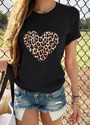 Футболка с леопардовым сердечком 🖤