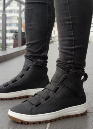 Зимние мужские кожаные ботинки/кроссовки на меху3 фото