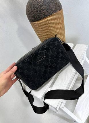 Женская сумка комбинированная замш черная5 фото