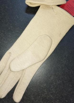 Жіночі трикотажні рукавички бежеві  з бантиком (7; 7,5; 8; 8,5)4 фото