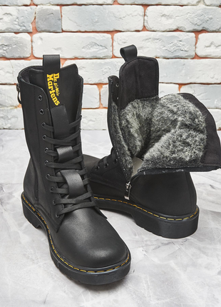 Зимові черевики dr. martens air wair з високоякісної натуральної  м'якої щільної шкіри хутро і байка1 фото