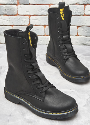 Зимові черевики dr. martens air wair з високоякісної натуральної  м'якої щільної шкіри хутро і байка7 фото