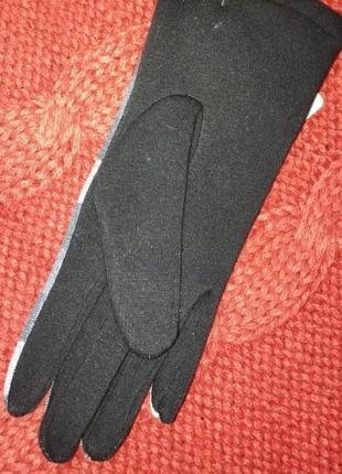Женские трикотажные перчатки в клетку (8)3 фото