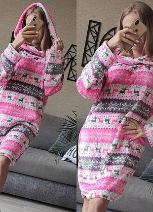 Тепла жіноча махрова туніка кольори