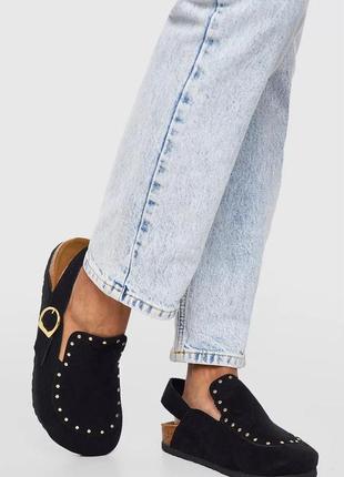 Сабо мюли шлепанцы черные под замш