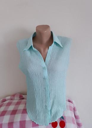 Блуза мятного цвета майка рубашка1 фото