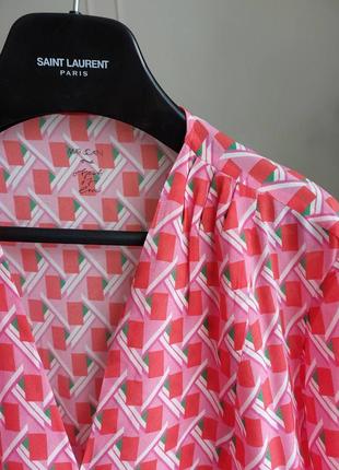 Блуза в принт marc cain блузка рожева помаранчева розовая оранжевая на запах с запахом6 фото