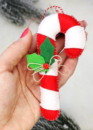 Елочная игрушка рождественский леденец, "карамельная трость", сахарная трость