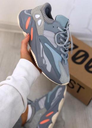 Шикарные женские кроссовки adidas yeezy 700 в синем цвете (весна-лето-осень)😍