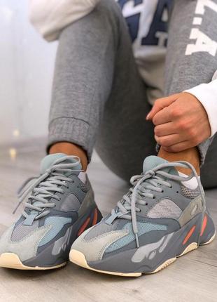 Шикарные женские кроссовки adidas yeezy 700 в синем цвете (весна-лето-осень)😍4 фото