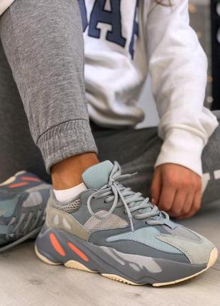 Шикарные женские кроссовки adidas yeezy 700 в синем цвете (весна-лето-осень)😍5 фото