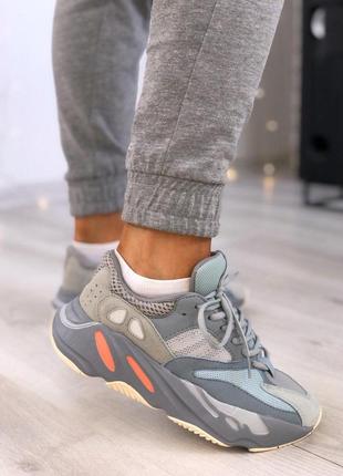 Шикарные женские кроссовки adidas yeezy 700 в синем цвете (весна-лето-осень)😍7 фото