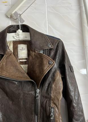 Replay leather jacket кожаная косуха, куртка комбинированная с денимом рипплей3 фото