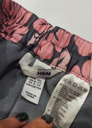 Шикарные зимние, теплые штаны от h&m в цветочный принт 6-7 лет8 фото