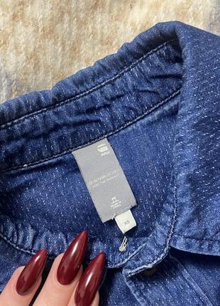Джинсовий короткий комбінезон з коміром g-star raw з довгим рукавом та імітацією пояса. вінтажний стиль,розмір хс2 фото