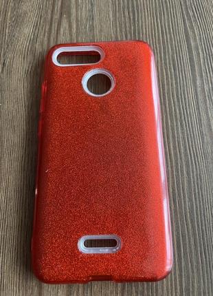 Чехол накладка для xiaomi redmi 6 силиконовый, remax case glitter, красный