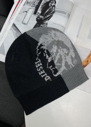 Оригінальна шапка diesel men's color block logo knit beanie cap