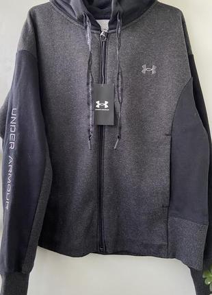 Under armour женское черное худи ua rival flce emb fz hoodie6 фото