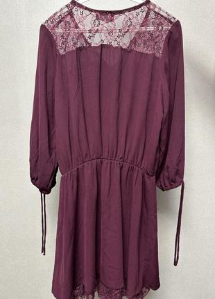 Плаття mohito бордового кольору з мереживом4 фото