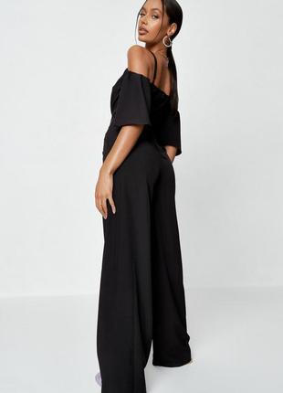 Идеальный стильный роскошный черный комбинезон с широкими брюками палаццо missguided4 фото