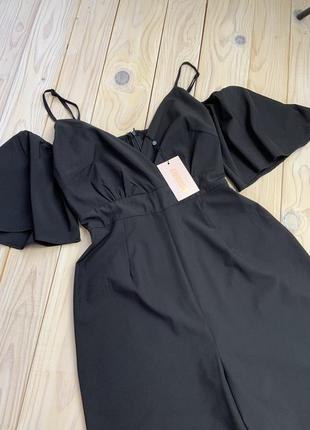 Идеальный стильный роскошный черный комбинезон с широкими брюками палаццо missguided6 фото
