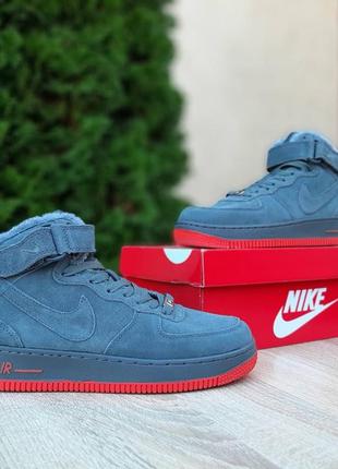 Зимние мужские кроссовки nike air force 1 high winter grey fur серого цвета с мехом3 фото