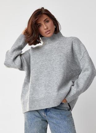Женский вязаный однотонный свитер oversize1 фото