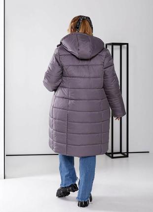 Теплая зимняя стеганая удлиненная куртка, пальто5 фото