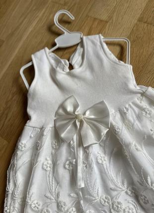 Белое праздничное детское платье повязка болеро набор для крещения9 фото