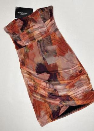 Сітчата міні сукня бандо з запахом і драпіруванням7 фото