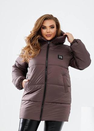 Женская модная стёганная зимняя куртка куртка зимняя с капюшоном однотонная6 фото