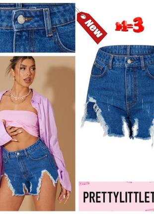 ♥️1+1=3♥️ pretty little thing женские джинсовые шорты с рваными краями1 фото