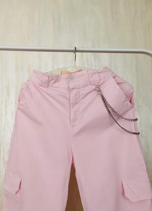 Брюки брюки карго розовые2 фото