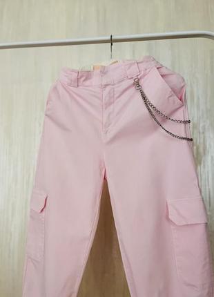Брюки брюки карго розовые3 фото