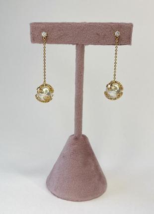 Сережки позолота xuping ювелірна біжутерія сережки-підвіски пусети золотистий 43 мм s15185