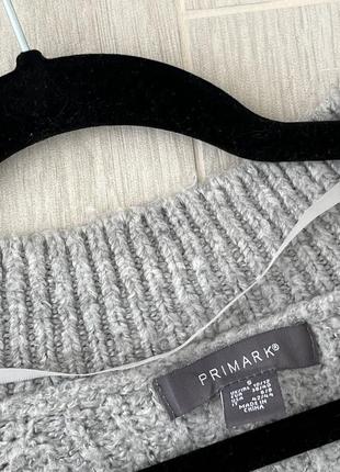Теплое серое платье-свитер с v-образным вырезом primark5 фото