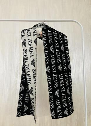 Шерстяний шарф двосторонній біло чорний armani jeans