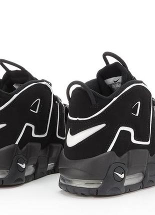 Мужские кроссовки nike air more uptempo black white черного с белым цветами4 фото