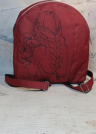 Рюкзак жіночий з вишивкою ручної роботи1 фото