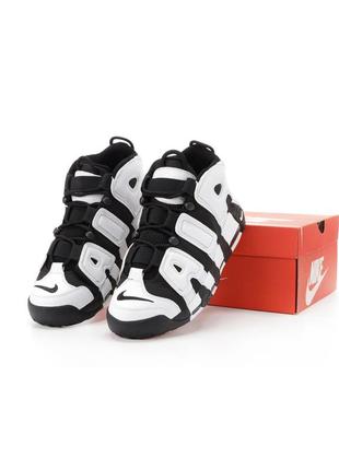 Женские кроссовки nike air more uptempo white black черного с белым цветами