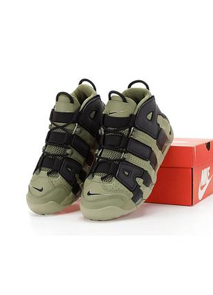 Женские кроссовки nike air more uptempo brown black коричневого с черными цветами
