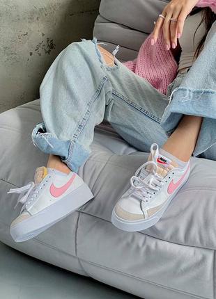 Кеды женские nike blazer low platform pink3 фото