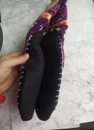 Носки тапочки для дома принт олени теплые следы2 фото