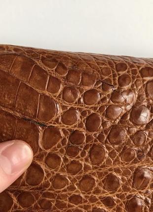 Кожаная сумка мини crocodile через плечо из натуральной кожи крокодила бежевая коричневая ретро винтаж new rock9 фото