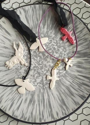 Птички подвески журавль голубая горлица