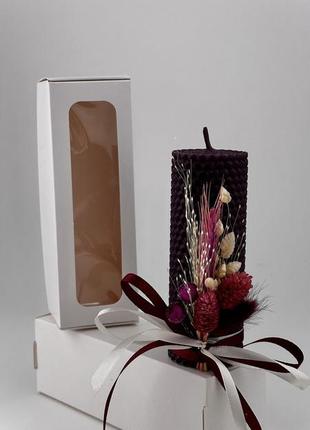 Свеча ручной работы в подарочной упаковке.свеча из вощины. свеча с декором.