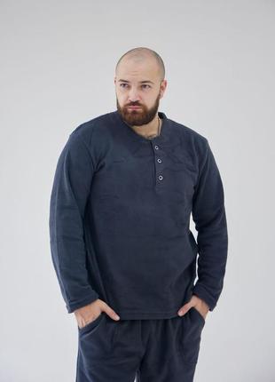 Мужская флисовая пижама домашний костюм штаны+кофта tomiko графит3 фото