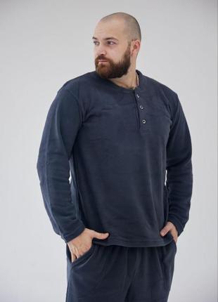 Мужская флисовая пижама домашний костюм штаны+кофта tomiko графит9 фото